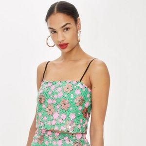 NWT Topshop Floral Sequin Tank Top
